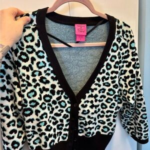 Torrid x Betsey Johnson Mint Leopard Button Cardigan torrid l/xl